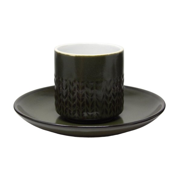 Vintage Coffee Set Flint Stone Pottery Japan Service for 8 with Creamer & Sugar - Picture 9 of 10